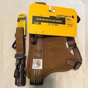 Carhartt Brown Nylon Duck No Pull Dog Harness & Leash Large